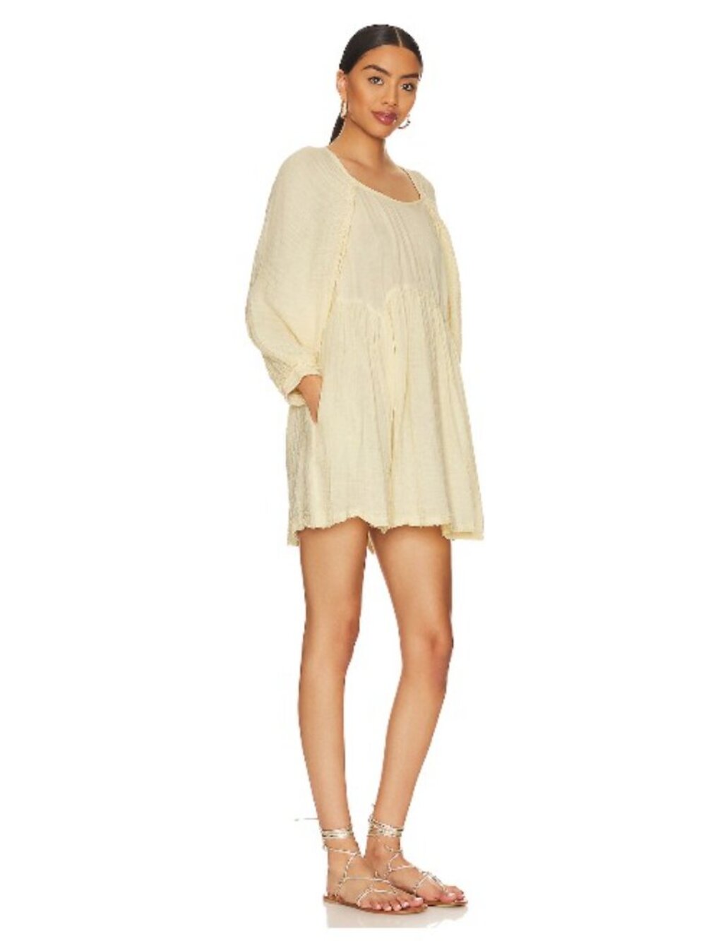 Free People Lemonilla Yellow Adler ¾ Sleeve Tunic Dress sz S - Picture 2 of 11